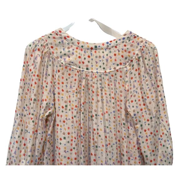 Anthropologie Maeve Top Womens Small Paccia Geometric Print Tunic Blouse Ruffle - Picture 6 of 12